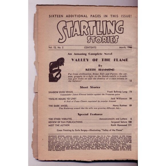 Startling Stories Mar 1946 Sci-Fi Pulp • Valley of the Flame • Belknap Long - Picture 8 of 10
